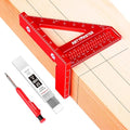 3.8＂Mini 3D Multi-Angle Measuring Square Ruler, WT102A High Precision Hole Scribing Woodworking Tools, 0-90° Aluminum Alloy Carpenter Square Wood Working Tools, Carpenter Pencils 6 Refills. - color: 3.8 inch Square+Pencil, style: Imperial