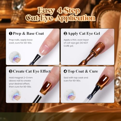 Beetles Cat Eye Gel Nail Polish Set, Timeless Amber 6 Colors Fall Nail Gel - color: A - Glass Cat Eye | Timeless Amber
