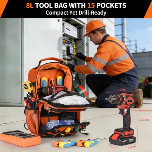 Rexmore Tactical Electrician & HVAC Tool Chest Bag, 3-Point Harness Orange - color: Orange