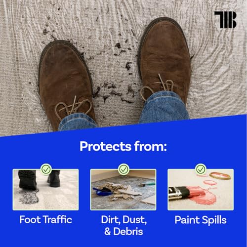 TapeManBlue Carpet Protection Film 36" x 200' roll, Self Adhesive Plastic Carpet Protector Film with Clean Removal & Easy Unwind, Durable Protection Tape to Shield Your Surface from Dirt and Spills - size: 36" x 200' (1 roll)