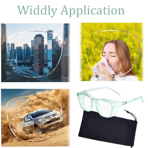 Safety Glasses for Men Women, Anti Fog Safety Goggles Comfortable Blue Light Blocking UV Protective Adult Nurse - color: Green 1pack