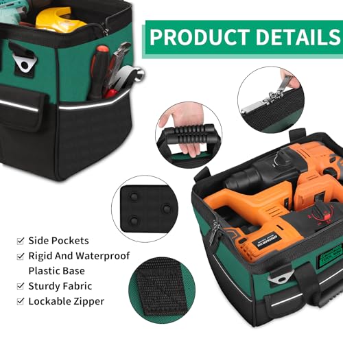 GRENPRO 16" Heavy Duty Tool Bag Organizer, Wide Mouth Portable Toolbox - size: 16 Inch Soft Bottom