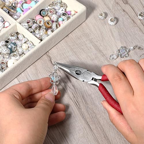 Needle Nose Pliers 5" Long Nose Pliers Set with Side Cutter and Spring for Cutting Wire Craft Jewelry Making(6 Packs)