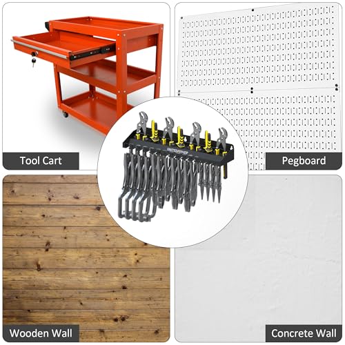 UNITEDPOWER Vise Grip Holder, Wall Mount Pliers Storage Rack Organizer for Workshop, Shed, Garage, Stores up to 15 Vises or 11 Pliers - style: Vise Grip Holder