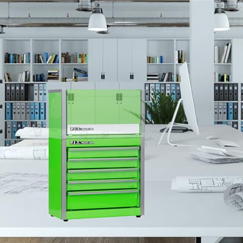 P.I.T. Mini Tool Box,Small Metal Toolbox Organizer with 5 Drawers,Green | 8.6"W X 4.6"D Cute Size,Q235 Steel,Magnetic Locking Mechanism,PVC Drawer Liners - color: Green, size: 5-Drawer