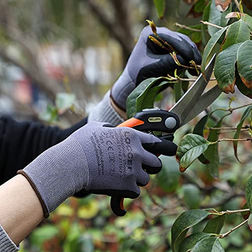 LOCCEF Safety Work Gloves MicroFoam Nitrile Coated-12 Pairs,Seamless Knit Nylon Gloves,Home Improvement,Micro-Foam Gloves - color: Grey-12 Pairs