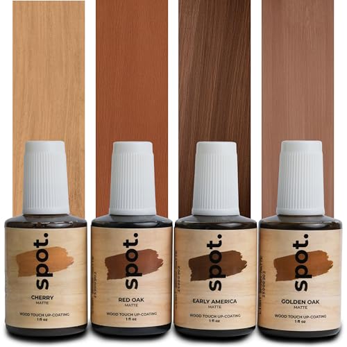 Light Brown Wood Stain Repair Kit, Brush-On Touch-Up Stain Bottles, Golden Oak, Early America, Cherry, Red Oak, Interior and Exterior Wood, 4 fl oz Total by spot. - color: Light Brown