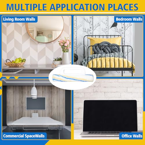 Lothee 12.4 Inch Woven Wallpaper Smoothing Tool Wallpaper Smoothing Brush with Handle for Delicate Wallcoverings
