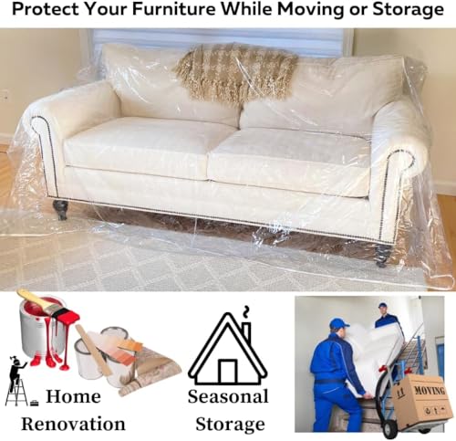 Evelots Clear Vinyl Couch Cover, Waterproof 3-Seat Sofa Protector - size: Sofa