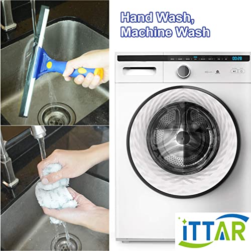 ITTAR Window Squeegee Cleaning Kit with 60" Extension Pole & Rotatable Head - color: Blue&white