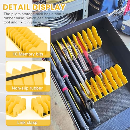 Pliers Organizer 2‑Pack, Expandable 20‑Slot Tool Rack - color: yellow