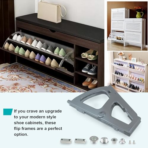 1 Layers Shoe Cabinet Hinges Flip Frames, Grey, 1 Pair - color: Gray, size: 1 Layers