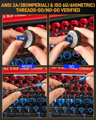 66 Pcs Nut and Bolt Thread Checker, 34SAE/32Metric Thread Gauges