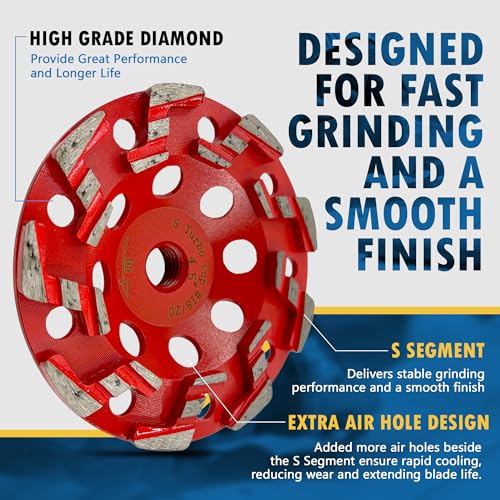 4.5" Diamond Grind Wheel S Seg Concrete & Coating 5/8"-11 Threaded Arbor - style: 4.5" Diameter / S Segments