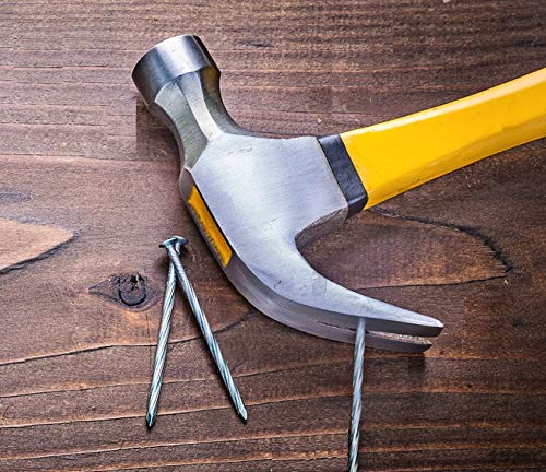 3 Piece Claw Hammer Set (20 oz, 16 oz, 8 oz) – Fiberglass Handle, Anti-Slip Grip, Polished Steel Head – Framing, Carpentry & Home Improvement Tools