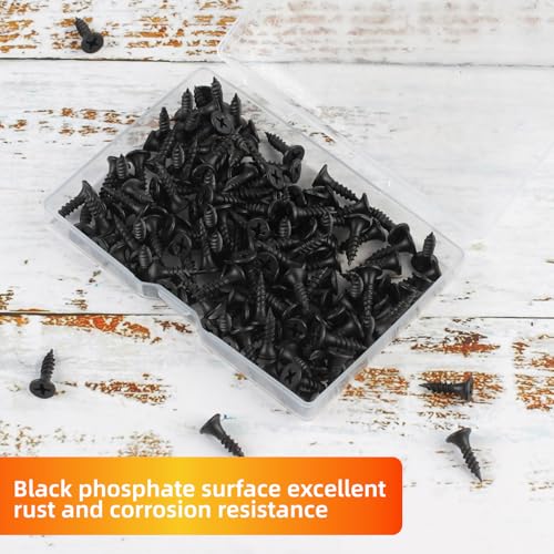 Black Wood Screws 163PCS #6x1/2 Flat Head Self-Tapping - color: Black 163 pcs