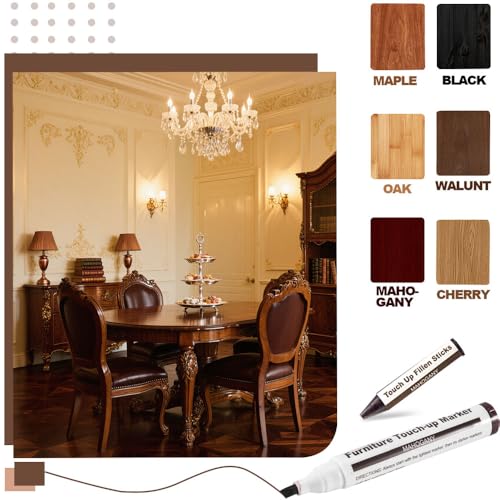 Furniture Repair Kit Wood Markers - 13 Markers & Wax Sticks with Sharpener