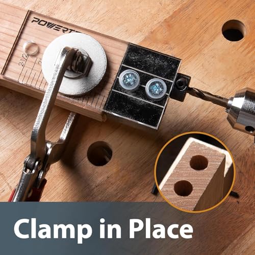 POWERTEC Dowel Jig Kit, Doweling Jig Kit 1/2", Self Centering Dowel Jigs Woodworking, Laser Cut Witness Mark, with Depth Scale, Drill Guide Dowel, Cobalt M-35 Drill Bit & Split Ring Stop Collar 71717 - style: 1/2" Doweling Jig Kit w/ Bit & Collar