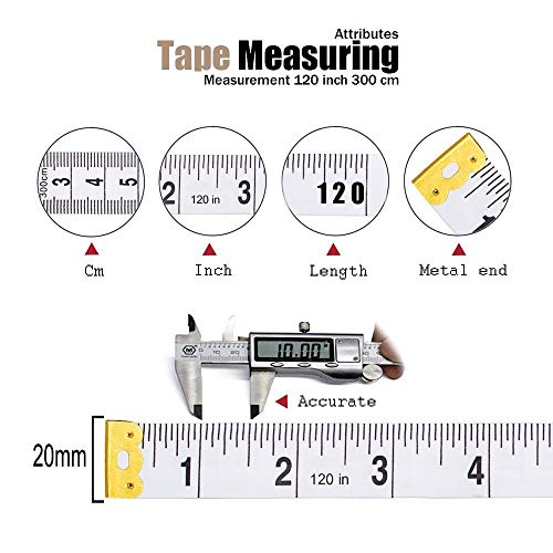 Tape Measure Body Measuring Tape, 120 Inch Soft Fabric Measuring Tape for Sewing Cloth Measurement, Double Scale Tailor Ruler for Weight Loss Medical Measurement Nursing Craft(White/Black) - color: Black and White