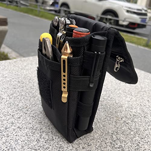 Belt Tool Pouch Holster, Multitool Organizer Pouch for EDC Gears Cellphone Case, Maezar Utility Sheath Bag, Nylon Tactical Tool Bag for Men, Small Pocket Phone Holder with D-Ring, Zipper (Loop Black)