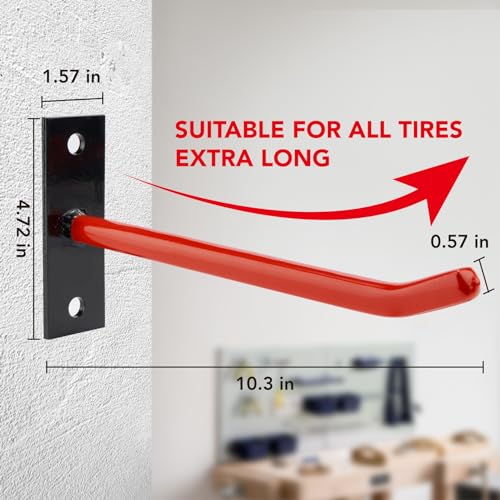 Sinoer 10 Inch Wall Mount Steel Tire Hooks, 4 Pack Red - color: 4 Pack – Red