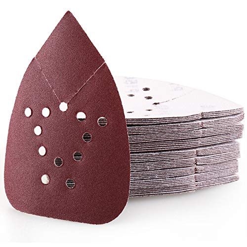 LotFancy 150 Grit Sanding Pads for Black and Decker Mouse Sanders, 50PCS Hook and Loop Sandpaper Sheets, 12 Hole Detail Palm Sander Sand Paper - size: 150 Grit