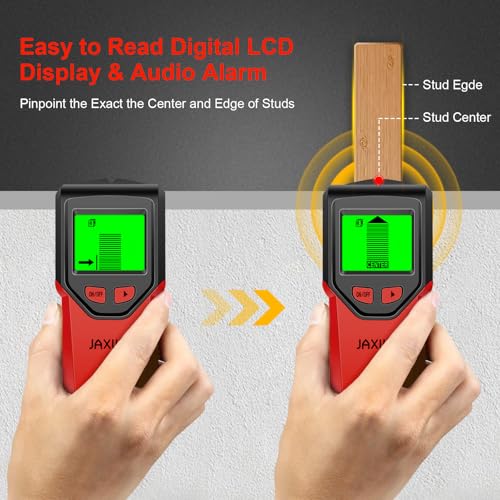 Stud Finder Wall Scanner - 5 in 1 Stud Finder Tool w/Smart Chip and HD LCD Display, Stud Detector Beam Finders for the Center and Edge of Wood AC Wire Metal Studs Joist Pipe (Cherry) - color: Cherry