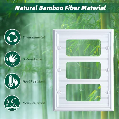 White Natural Material Triple Decorator Outlet Cover Wall Plate(1-Pack) - size: Triple Decorator