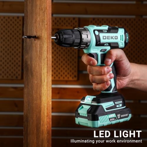 Power Drill Cordless: DEKO PRO Cordless Drill 20V Electric Power Drill Set Tool for Women Drills with Battery and Charger 20 Volt Drills Driver Kit Turquoise - color: Turquoise