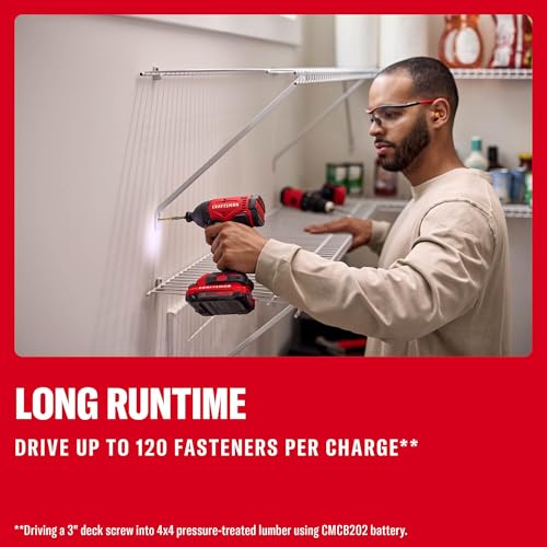 CRAFTSMAN Cordless 1/4 Impact Driver with 2 Ah Lithium Ion Battery, Charger and PH2 Screwdriving Bit, LED Light, High Torque, Variable Speed, 2900 RPM (CMCF801D1) - style: NEW 20V MAX Impact Driver Kit