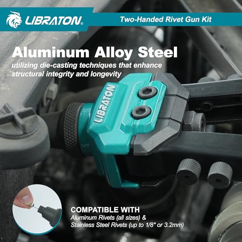 LIBRATON Pop Rivet Gun Kit, Two-Handed Rivet Gun, Heavy Duty Rivet Gun Kit - size: 5 Sizes