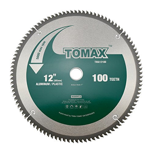 TOMAX 12-Inch 100 Tooth TCG Aluminum and Non-Ferrous Metal Saw Blade with 1-Inch Arbor - size: 12'' 100T