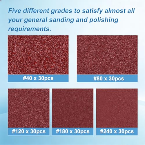 150pcs Mouse Detail Sander Sandpaper Assorted Grits - style: 150pcs：each 30 of40/80/120/180/240 grit