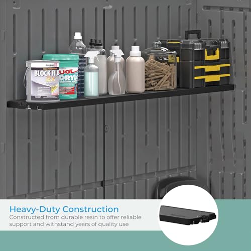 Suncast Horizontal or XL Vertical Shed Shelf Kit, Space Saving Shelving for Wall Mount Outdoor Storage Structures, 67" W x 10.25" D x 1.25" H, Black