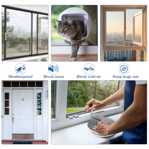 33 Ft Weather Stripping Windows Doors 0.35" Wide x 0.6" Thick - size: 0.35'' Wide X 0.6'' Thick
