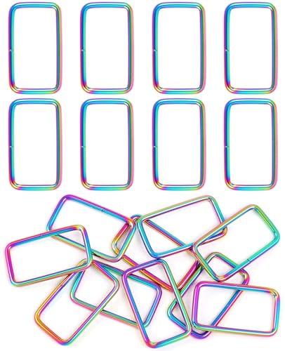 PECMER Rainbow 1.5 Inch Rectangle Rings-10 PCS Adjustable Waist Buckles Replacement Purse Hardware for for Purses and Bags Making Webbing 1 1/2 Inch - color: Rainbow Rectangle Rings-10pcs-1.5 Inch