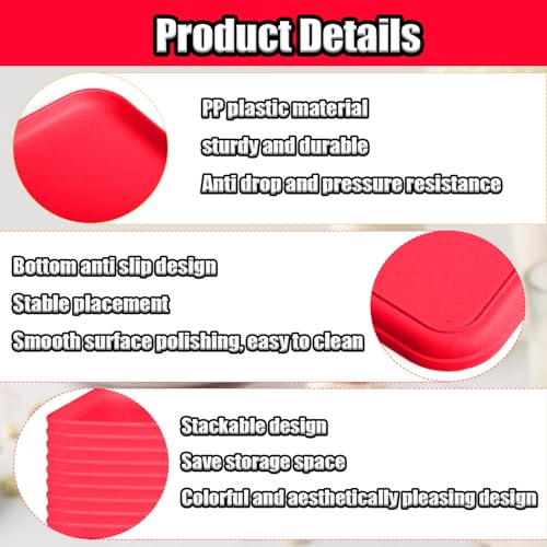 Plastic Serving Trays, 12 Pack Cafeteria Trays Plastic Fast Food Tray for DIY Projects, Painting, Beads, Organizing Supply, 9.4 X 6.7 X 0.6 Inches (Red) - color: Red
