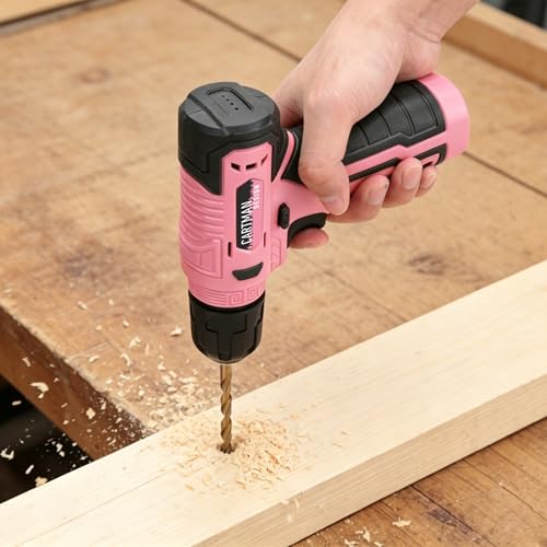 CARTMAN 150-Piece 8V Cordless Drill Hand Tool Set Pink Household Repair Kit - color: Pink