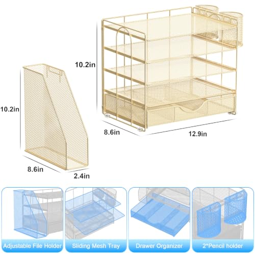 gianotter 5-Tier Desk Organizer with Drawers and File Holders - color: Gold, size: 5T