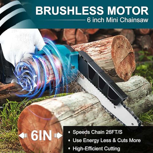 Cordless Mini Chainsaw 6 Inch for Makita 18V LXT (No Battery), Brushless Portable Electric Chain Saw Tool for Makita BL1850, Small Handheld Chainsaw for Pruning Shear Branch Wood Cutting Tree Trimming