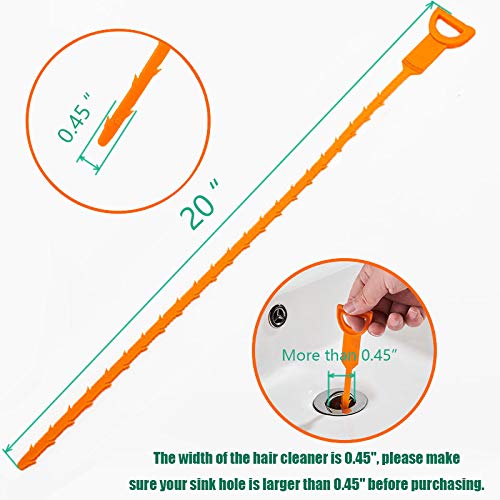 Drain Snake Hair Drain Clog Remover - 3 Pack Shower Sink Unclogger Tool - color: Orange, style: 3 Pack