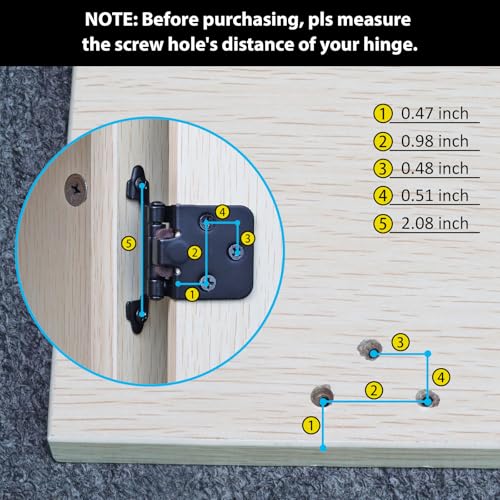 50 Pack (25 Pairs) Overlay Self Closing Cabinet Hinges Matte Black - color: Black, size: 50 Pack (25 Pairs)