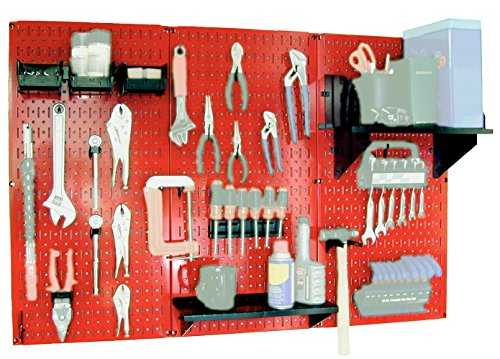 Wall Control 30-WRK-400RB Standard Workbench Metal Pegboard Tool Organizer,Red/Black - color: Red/Black