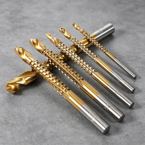 6PcsTitanium Coated HSS Twist Drill Bits 3-8mm Side Cutting Drill Bit