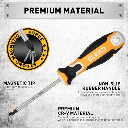 6-Piece Magnetic Screwdrivers Set, 3 Phillips and 3 Slotted Tips Professional Cushion Grip Screwdriver Set - style: 6-Piece Magnetic Screwdriver Set