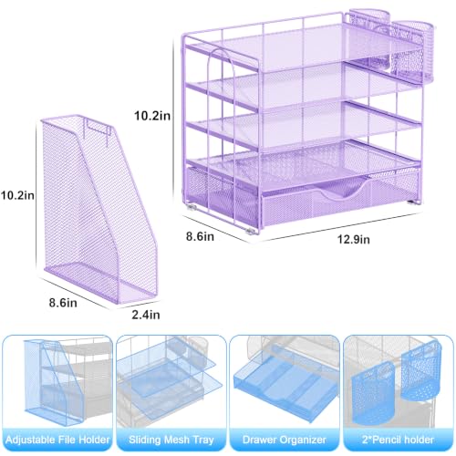 gianotter 5-Tier Desk Organizer with Drawers and File Holders - color: Light Purple, size: 5T