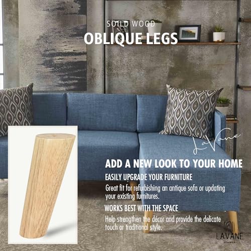 La Vane 8 inch / 20cm Wooden Furniture Legs, 4PCS Soild Wood Oblique Tapered Varished Replacement Feet with Mounting Plate for Couch Sofa Cabinet TV Stand Armchair - color: Clear Coated, size: 8"/20cm