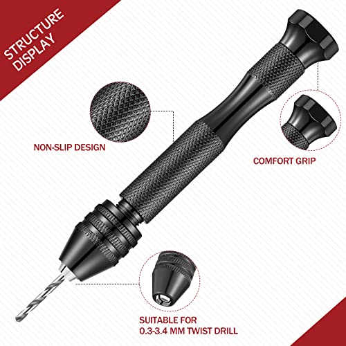 Zhehao 59 Pcs Hand Drill Bits Set Micro Drill Bit Set for Crafts, Black - color: Black