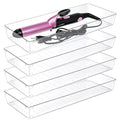 Manalete 4 Pcs Large Clear Plastic Drawer Organizer,15"x6" Vanity Organizer - size: 4 Pack 15"×6"
