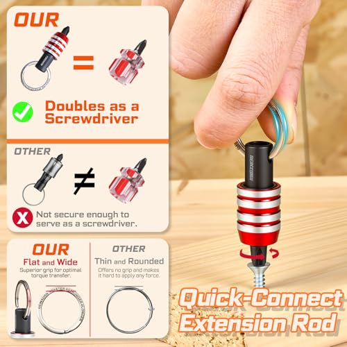 Geinxurn 12Pcs Bit Holder Keychain Set,1/4" Hex & SDS Shank Quick Release and Change Drill Bit Organizer with SDS Plus Rotary Hammer Drill Bits and Screwdriver Bit for Masonry Construction Worker - size: 1/4 in